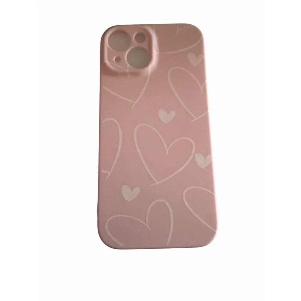 Bundle 5 iPhone 15 Cases Floral Pink Purple Hearts Clear Silicone 3 New 2 Used